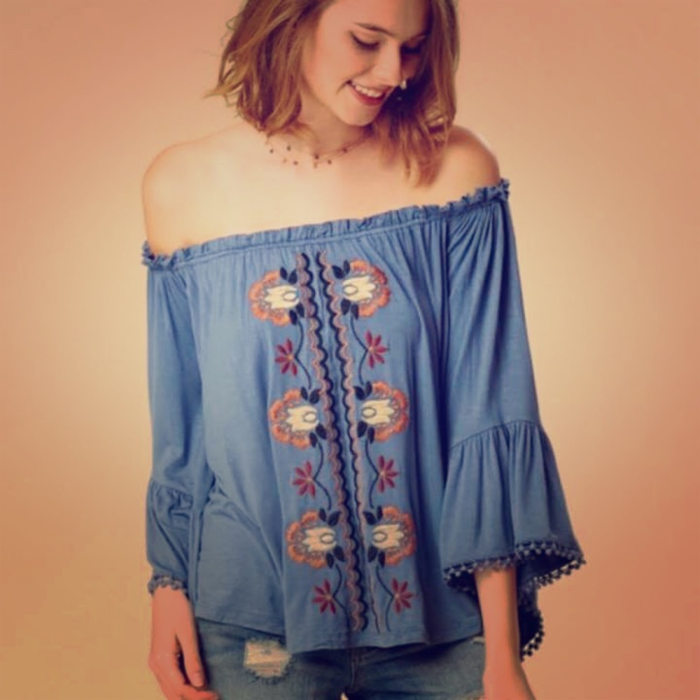 Altar’d State blue off the shoulder top